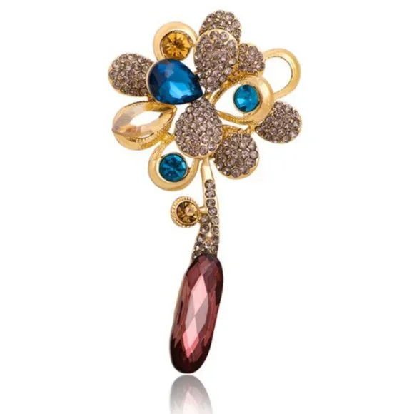 Large Love Crystal Flower Brooch / Necklace Pendant - Picture 4 of 11